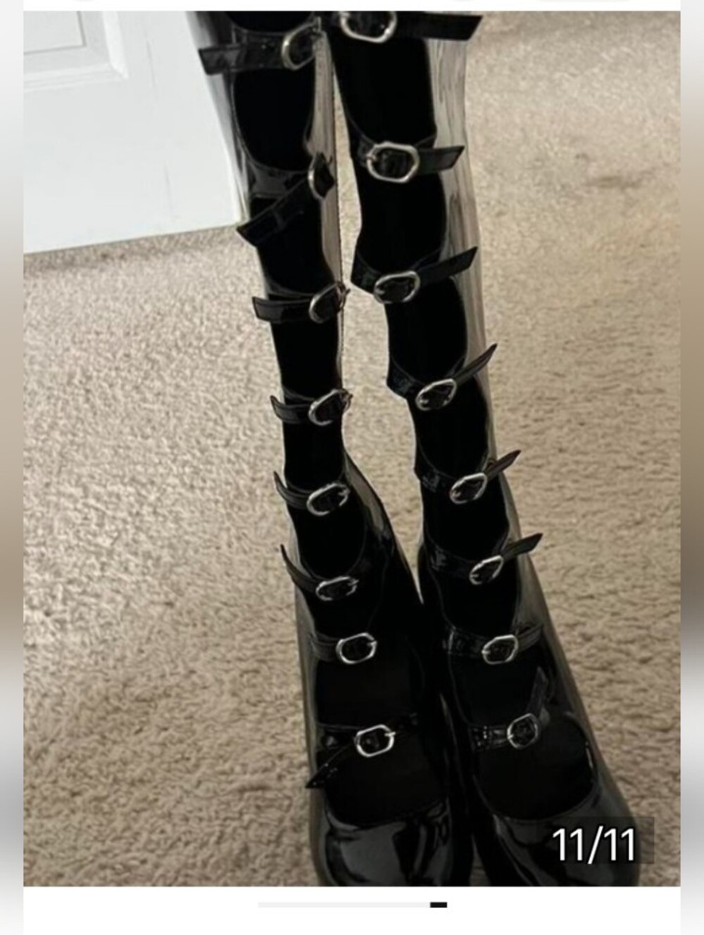 Black Goth Chunky Platform Summer Boots 😍 - Picture 11 of 11